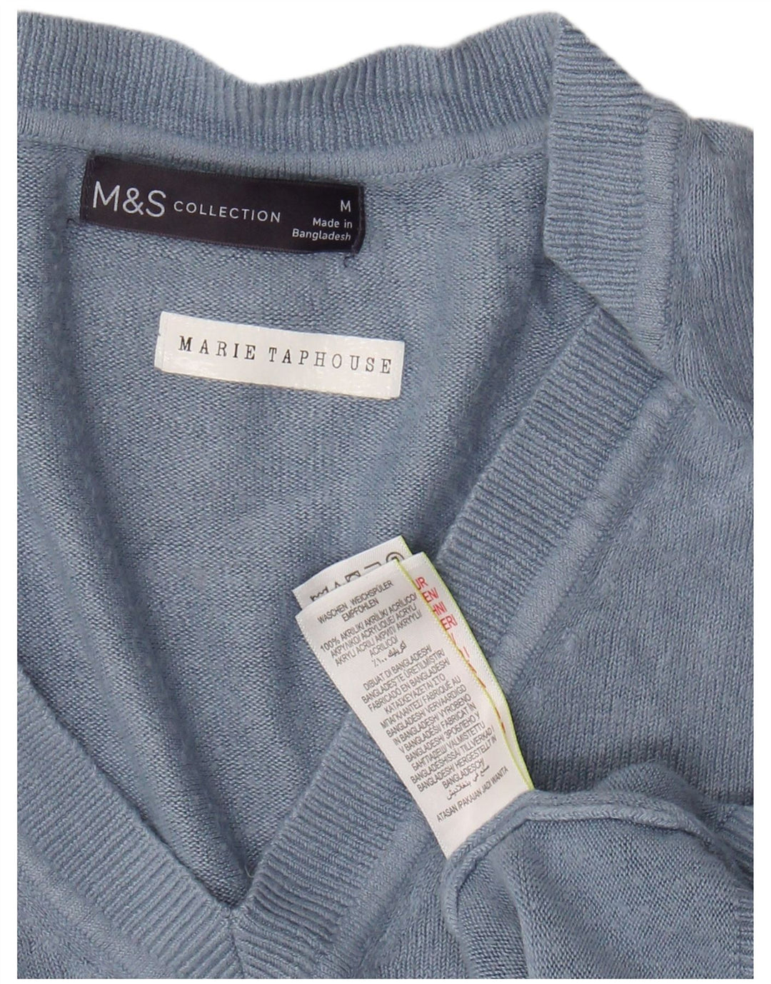 MARKS & SPENCER Pull court à col en V pour femme UK 14 Bleu moyen