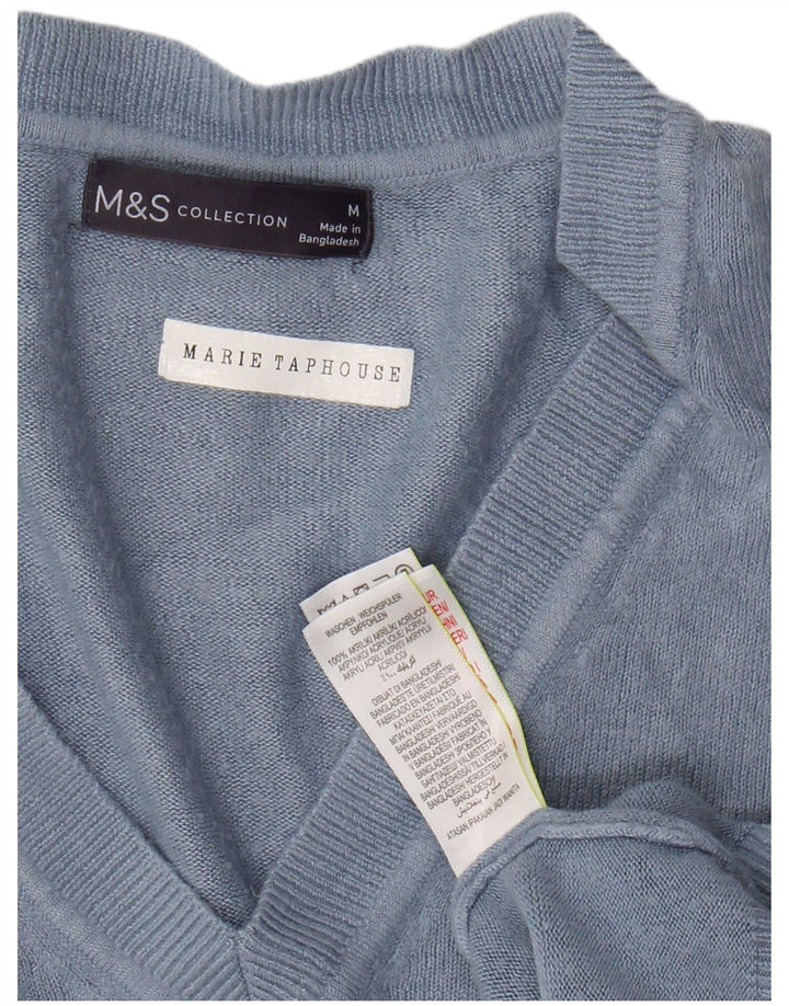 MARKS & SPENCER Pull court à col en V pour femme UK 14 Bleu moyen