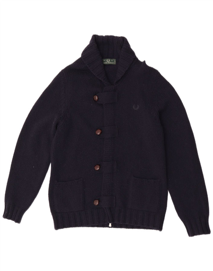 Fred Perry Cardigan Homme Pull Large Bleu Marine Laine