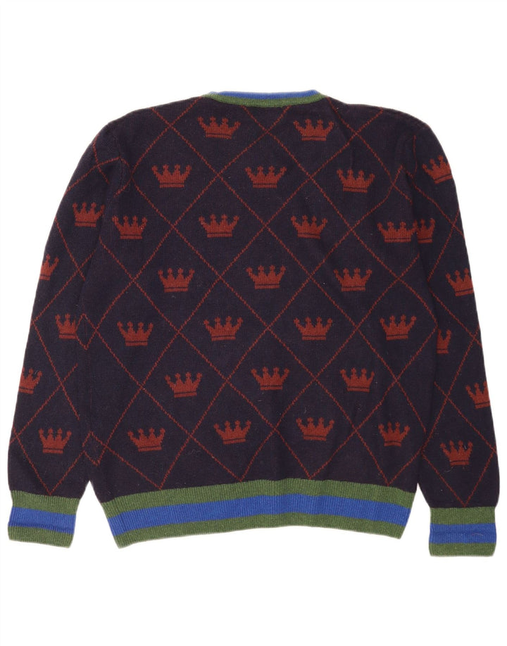 La Martina Pull à col rond à motif abstrait pour homme Bleu marine moyen
