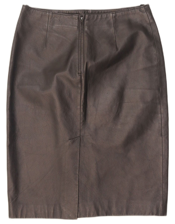 jupe crayon en cuir femme vintage UK 10 Petit W28 Cuir Noir