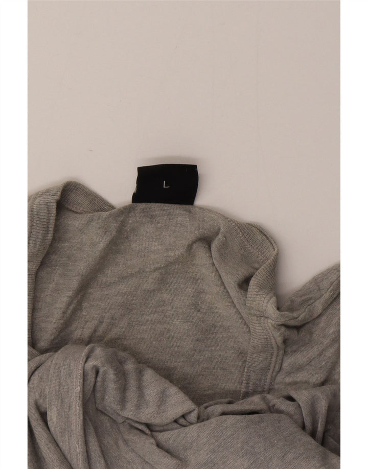 HUGO BOSS T-Shirt Femme Top UK 16 Large Gris Coton