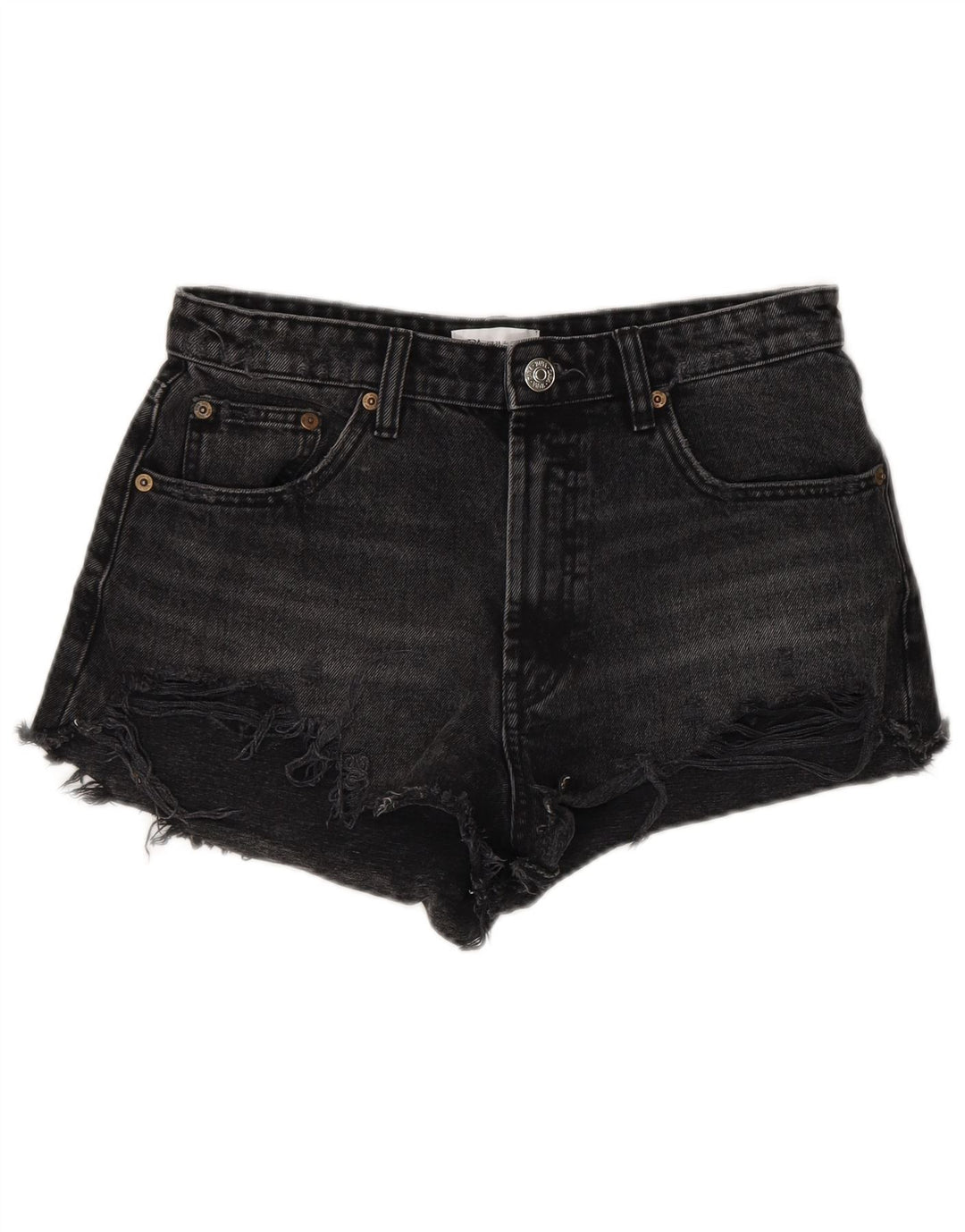 Zara Short en jean vieilli pour femme EU 38 Petit W28 Coton noir