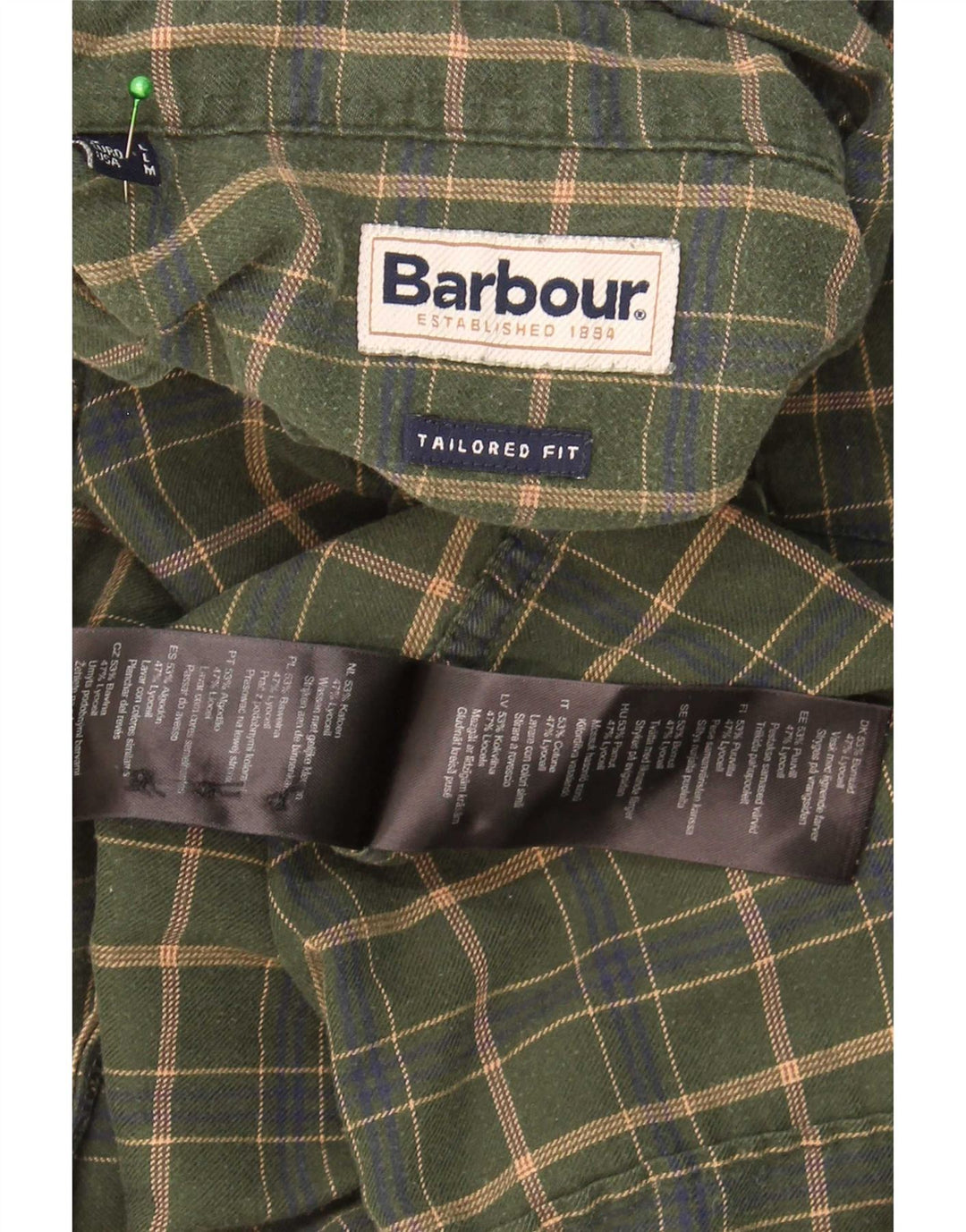 Barbour Chemise coupe ajustée pour hommes en coton à carreaux kaki grand