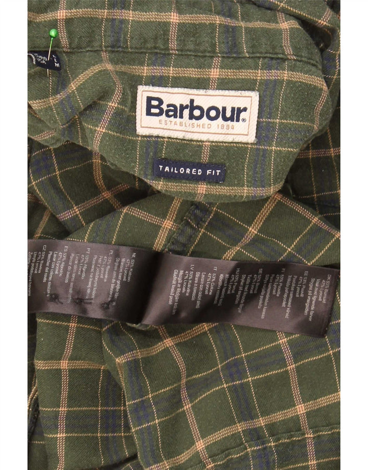 Barbour Chemise coupe ajustée pour hommes en coton à carreaux kaki grand