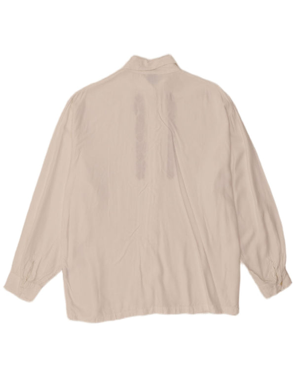 Chemise femme vintage UK 16 Grande Viscose Florale Blanche