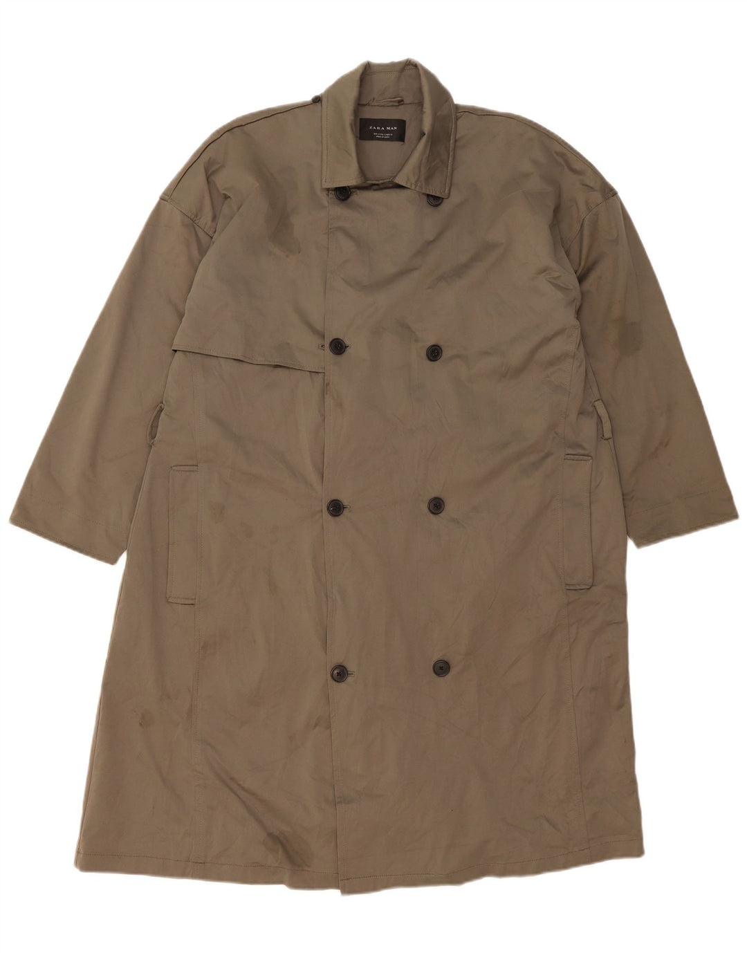 Zara Trench Homme UK 36 Petit Kaki Polyester