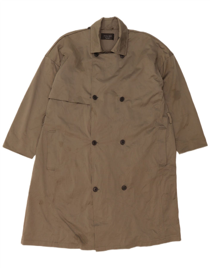 Zara Trench Homme UK 36 Petit Kaki Polyester
