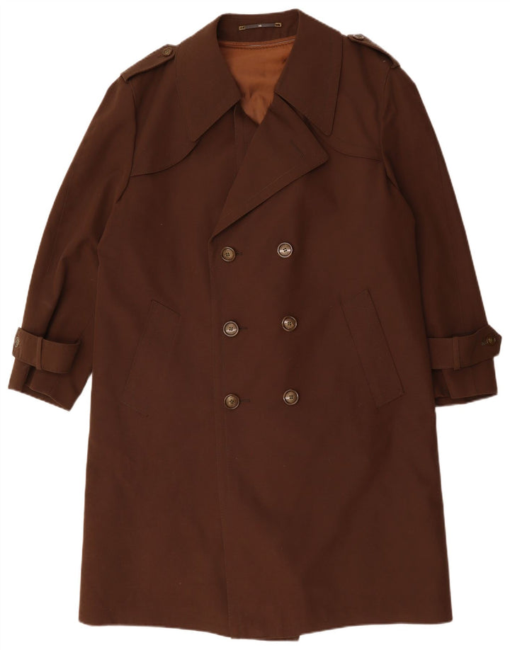 vintage Mens Double Breasted Trench Coat UK 38 Brun Moyen