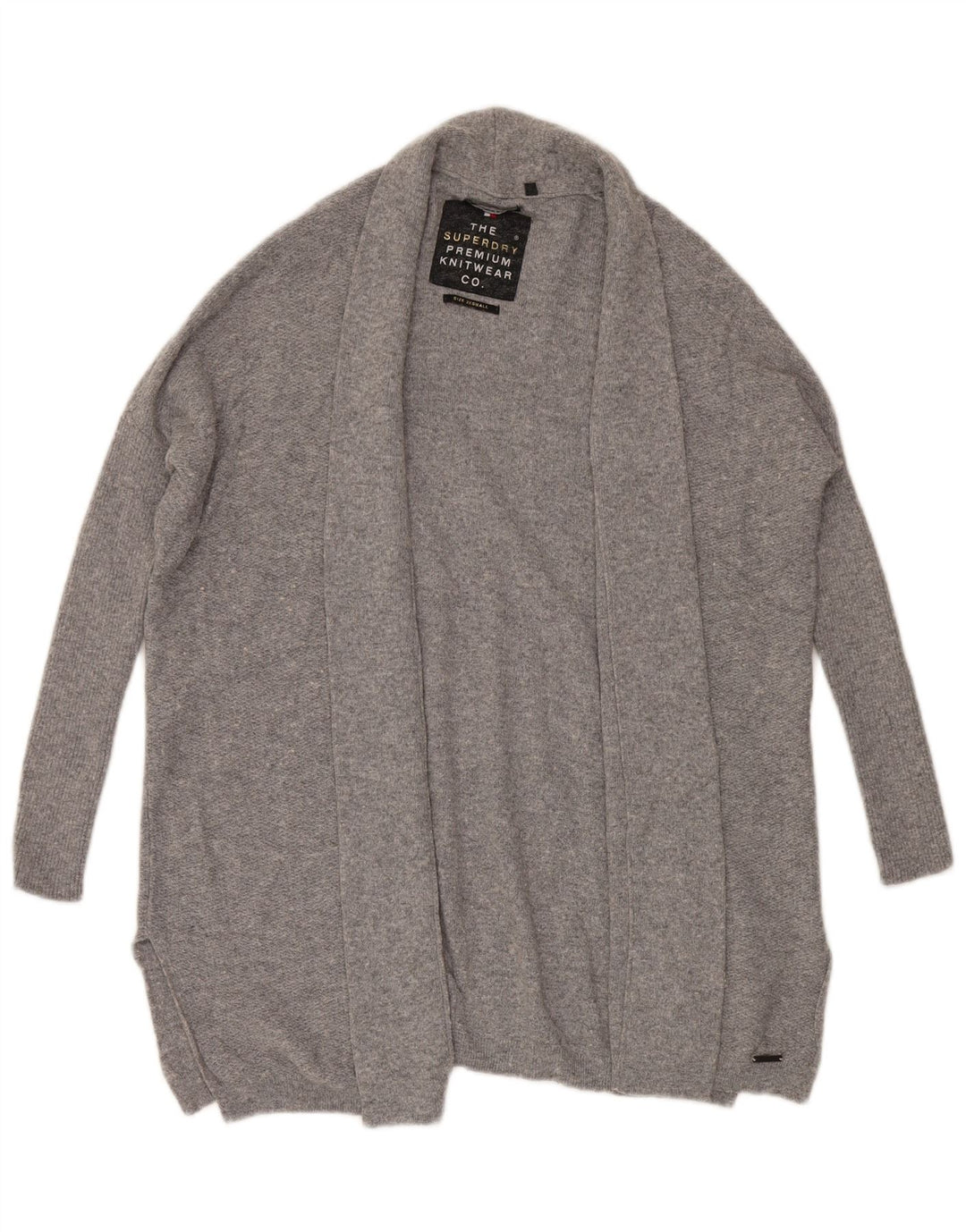 Superdry Pull Cardigan Ouvert Oversize Femme UK 2 2XS Gris Moucheté