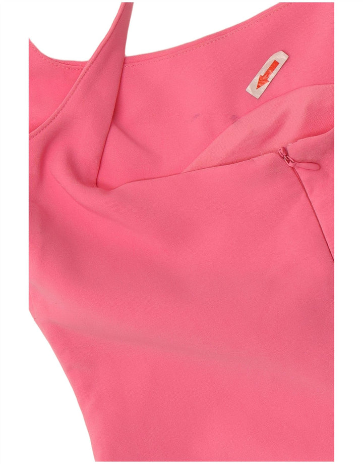 Zara Robe moulante sans manches pour femme UK 12 Polyester rose moyen