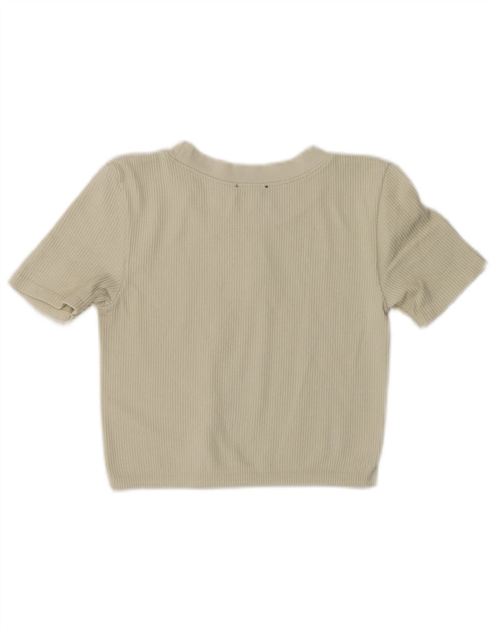 Zara T-shirt court pour femme UK 12 Medium Off White Nylon