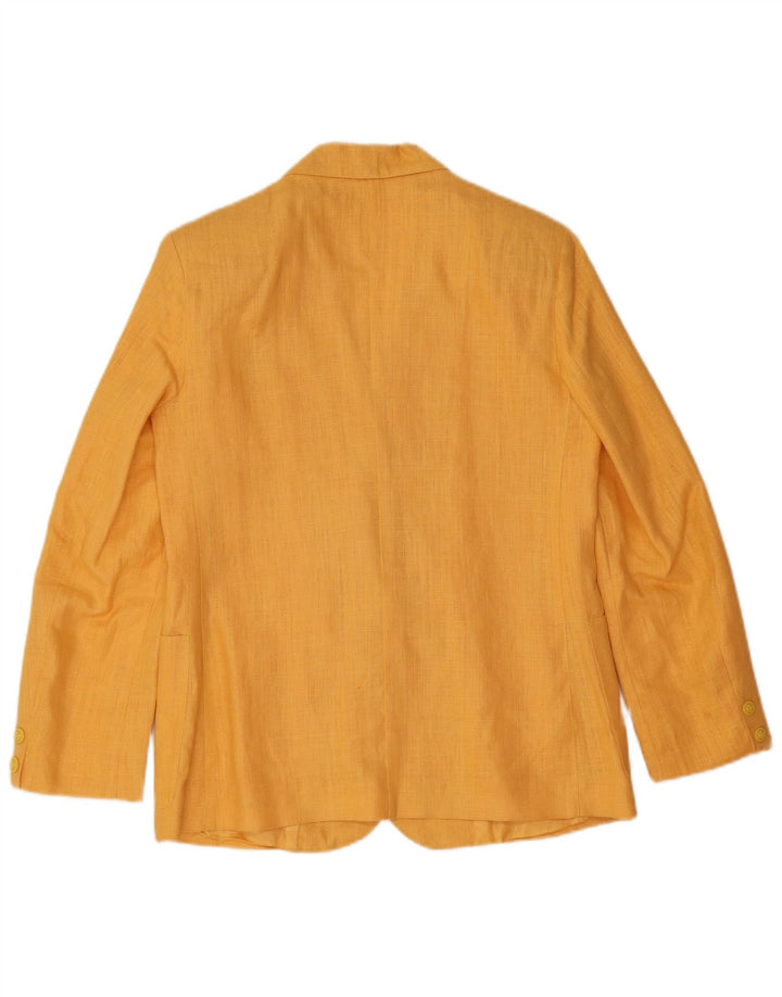 vintage Femme 2 Bouton Blazer Veste IT 42 Lin Jaune Moyen