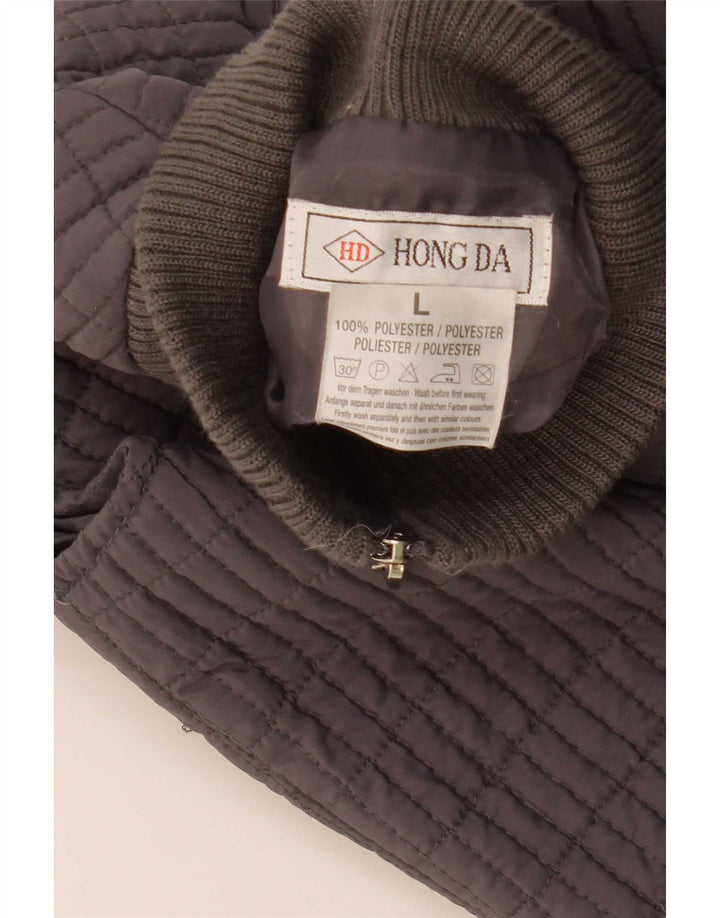 vintage Womens Gilet UK 14 Grand Gris Check Polyester