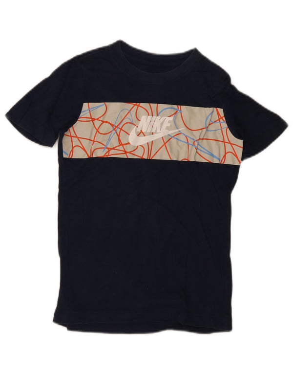 Nike Garçons Graphic T-Shirt Top 6-7 ans XS Bleu Marine Colourblock
