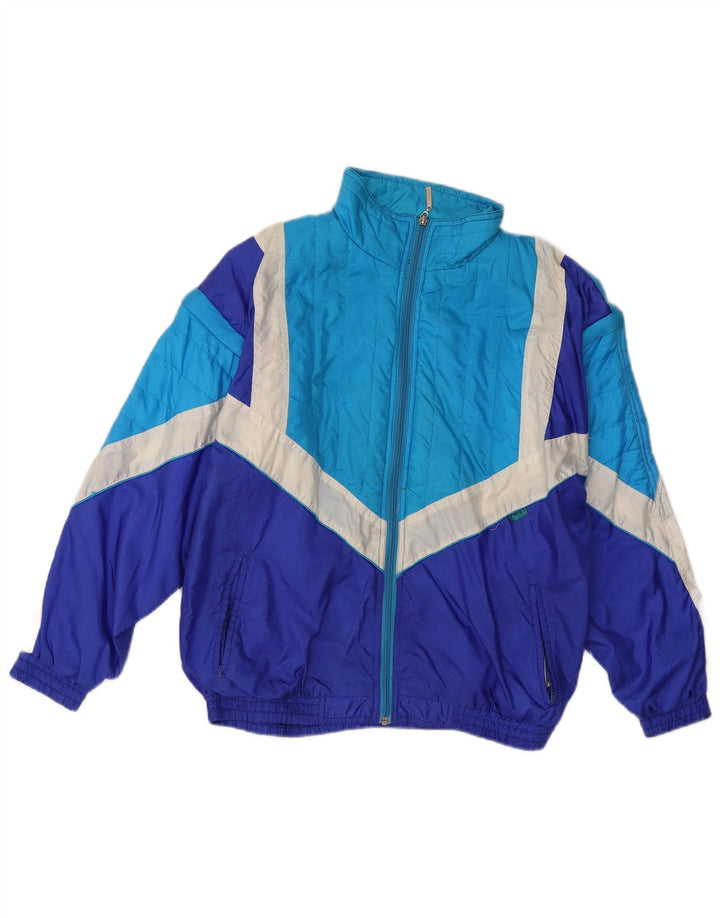 vintage Mens Survêtement Top Veste Petit Bleu Colorblock