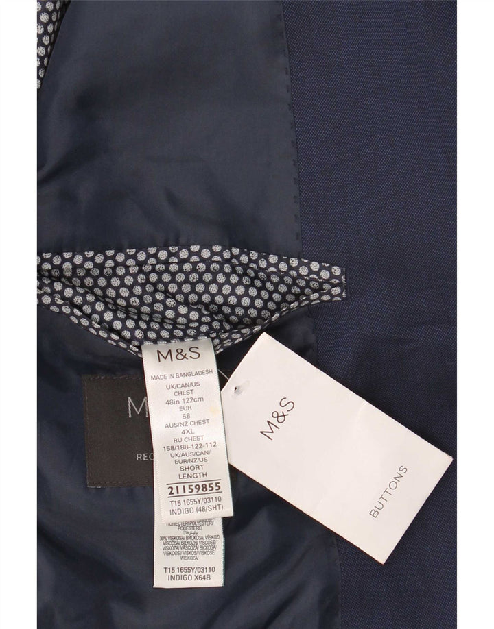 Marks & Spencer Veste blazer coupe régulière à 2 boutons pour homme UK 48 2XL Bleu marine