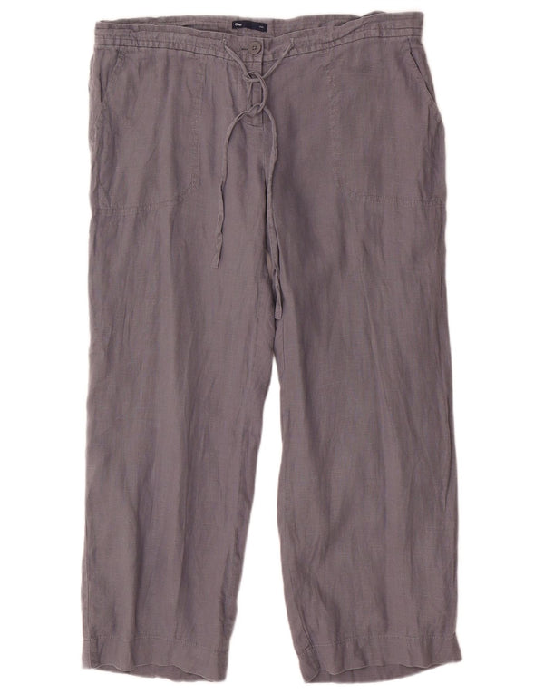 Gap Pantalon droit décontracté pour femme UK 12 Medium W34 L26 Lin gris