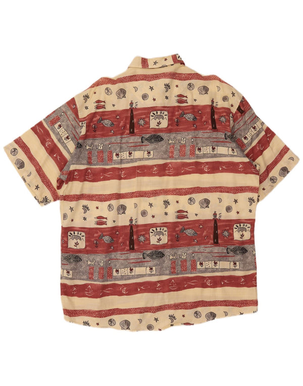 CASA MODA Chemise graphique à manches courtes pour homme Taille 44 XL Beige Rayé