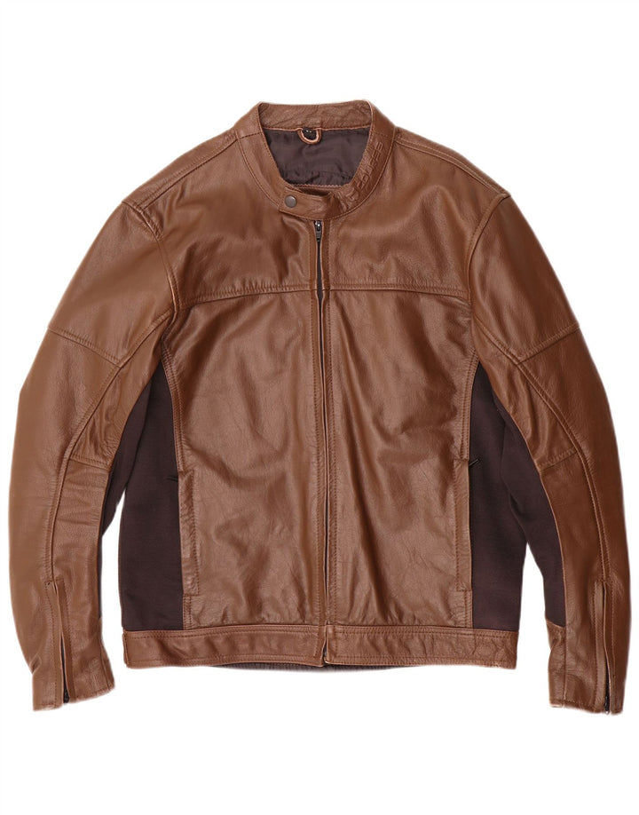 Course Veste de course en cuir pour homme UK 38 Cuir color block marron moyen