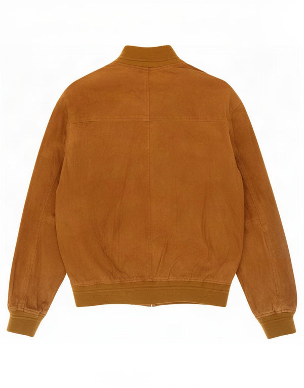 vintage Mens Suede Bomber Jacket IT 50 Grand Cuir Beige
