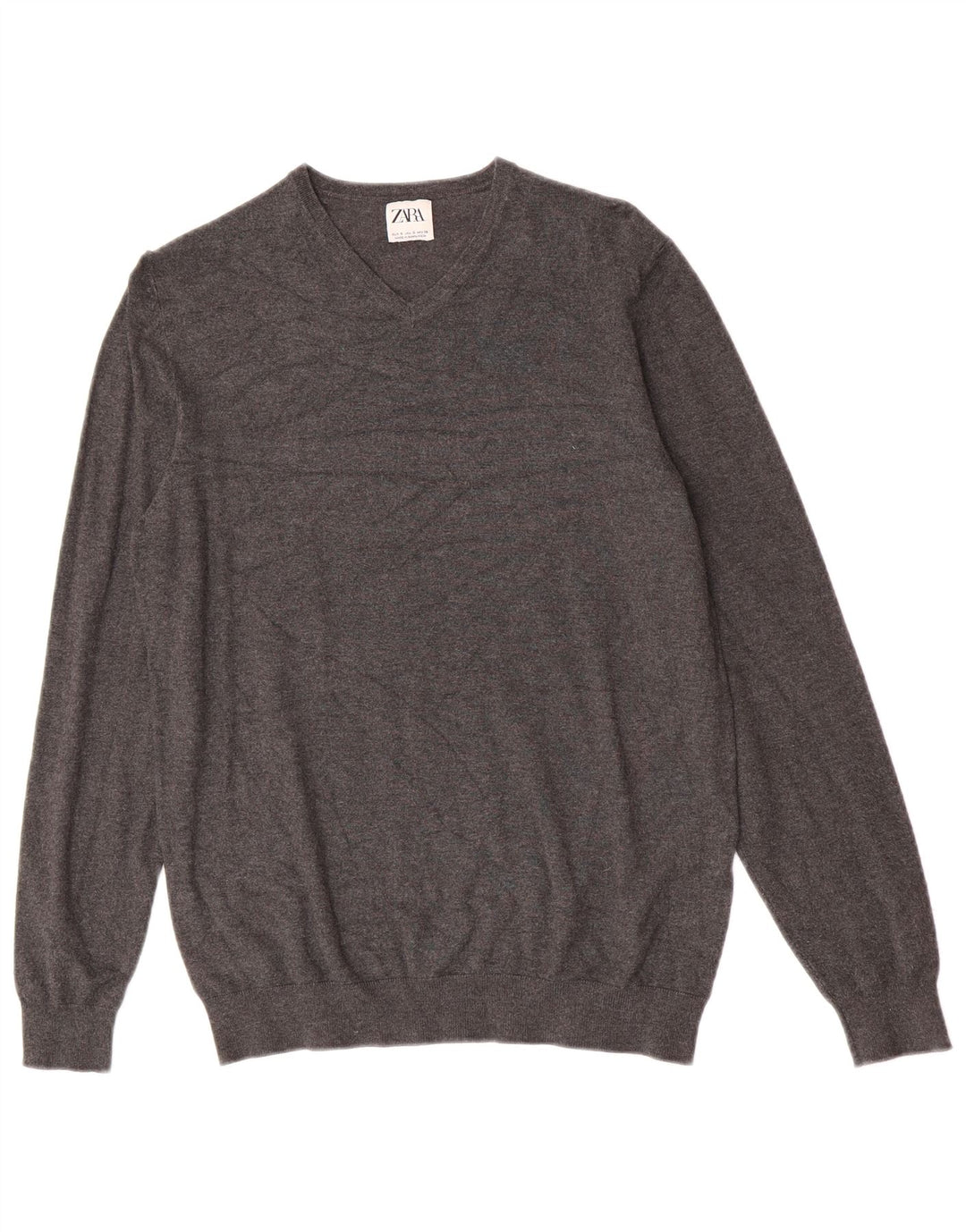 Zara Pull Col V Homme Petit Gris Viscose
