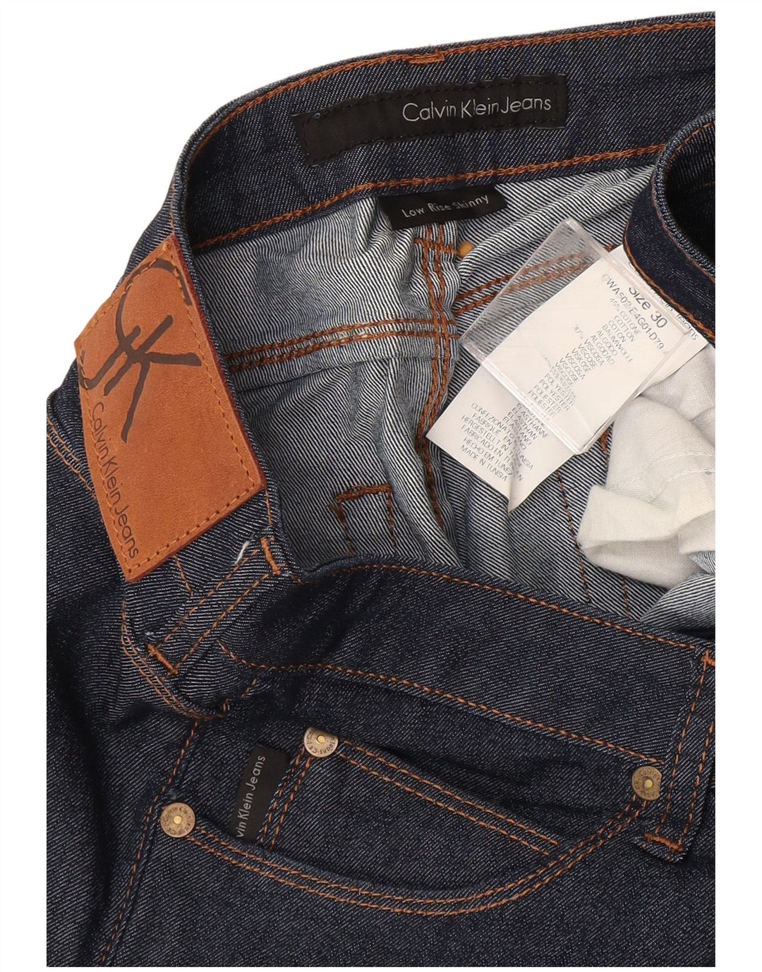 CALVIN KLEIN Jean Skinny Femme W30 L34 Bleu Marine Coton