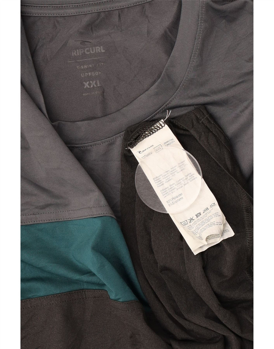 RIP CURL T-Shirt Homme Top 2XL Gris Colorblock Polyester