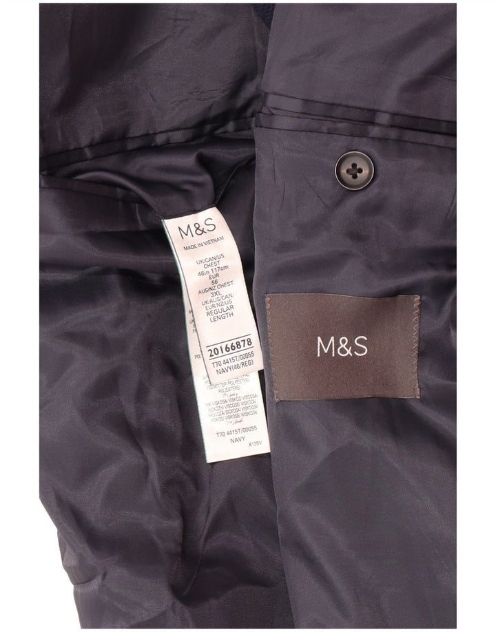 MARKS & SPENCER Veste Blazer 2 Boutons Homme UK 46 3XL Bleu Marine Polyamide