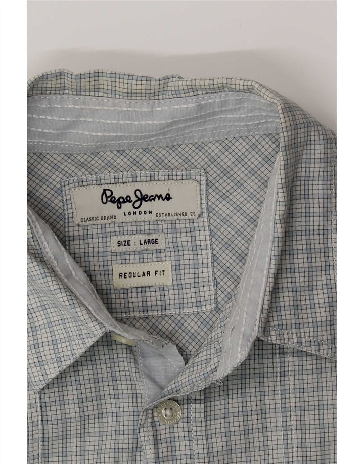 PEPE Jeans Chemise à manches courtes pour homme, coupe classique, grands carreaux bleus