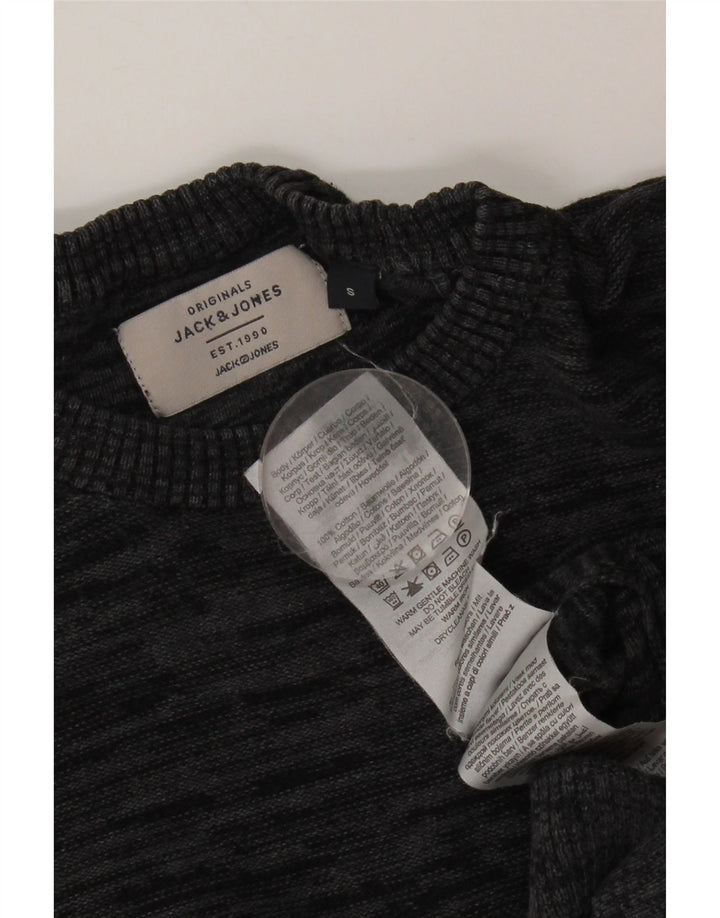 JACK & JONES Pull col rond homme petit gris coton moucheté