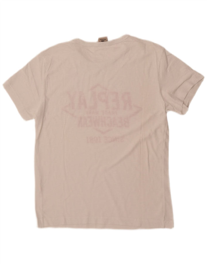 Replay T-Shirt Graphique Homme Petit Blanc