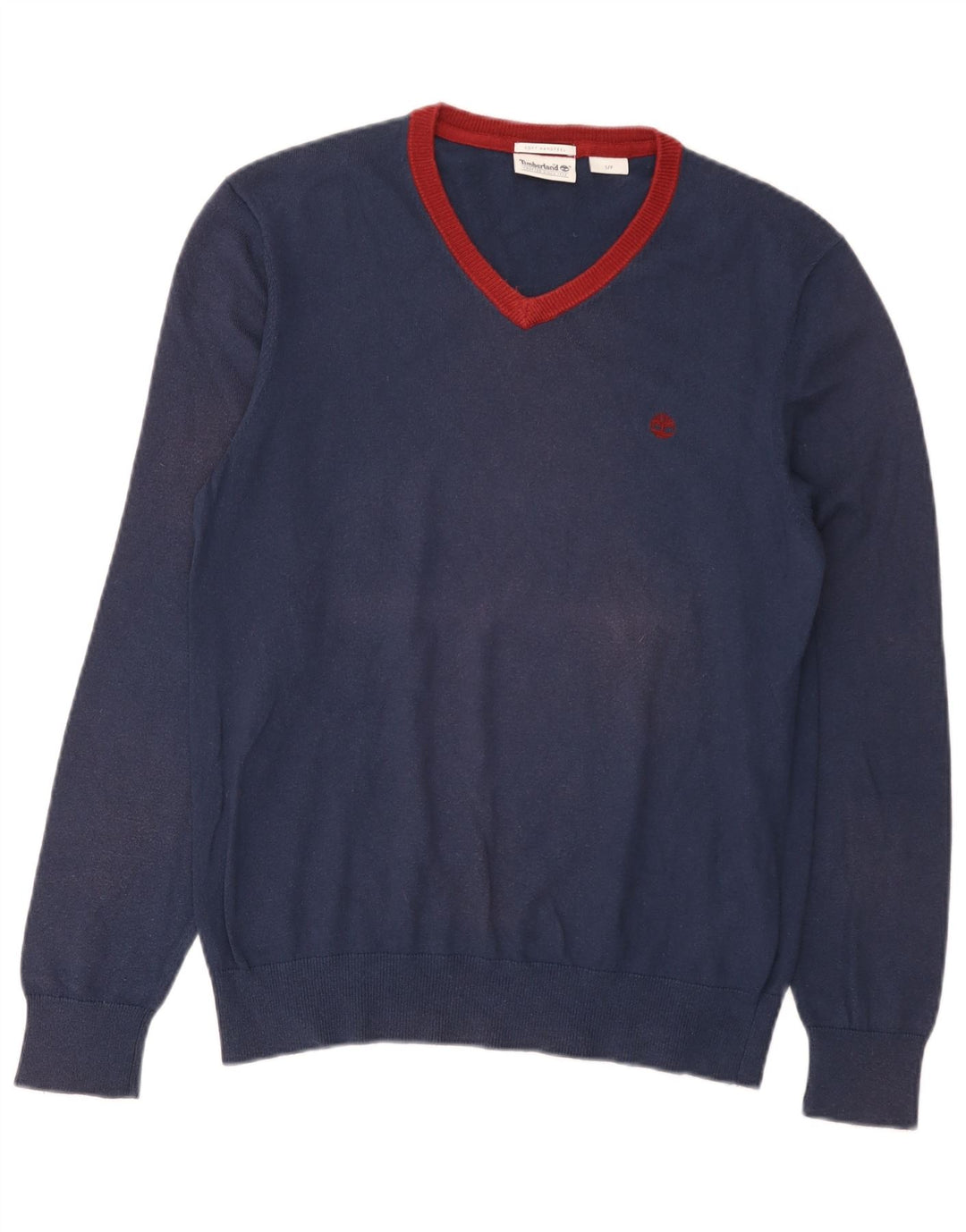 Timberland Pull col V pour homme en coton bleu marine Petit