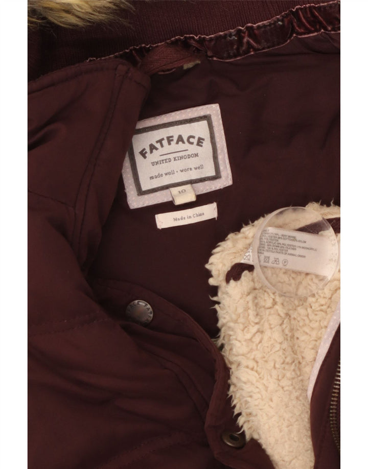 Fat Face Gilet rembourré à capuche pour femme UK 10 Small Bordeaux Polyester