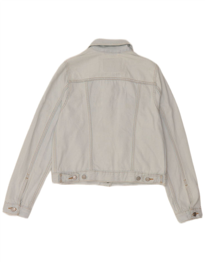 Levi's Veste en Jean Crop Femme UK 12 Bleu Moyen Coton