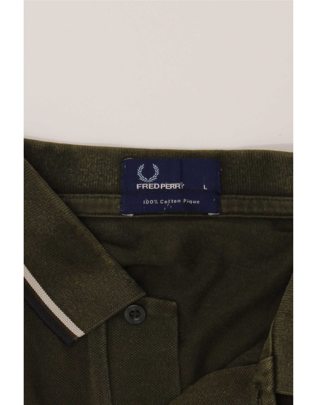 Fred Perry Polo Homme Large Kaki Rayé Coton