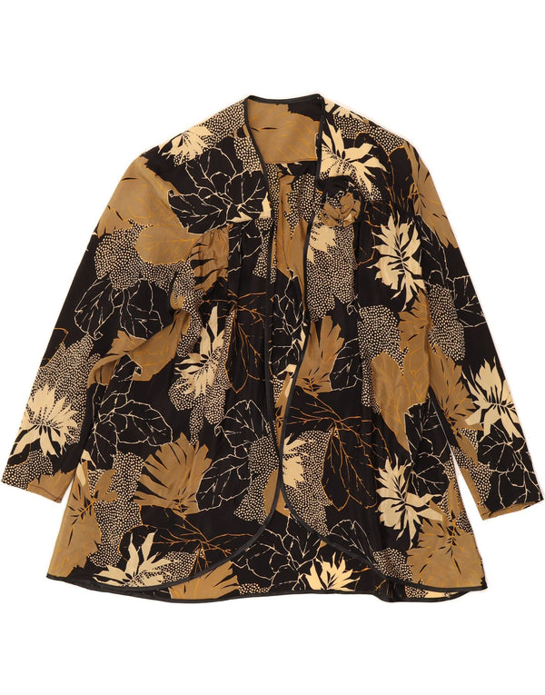 VINTAGE Cardigan Femme Top IT 52 2XL Acétate Floral Multicolore