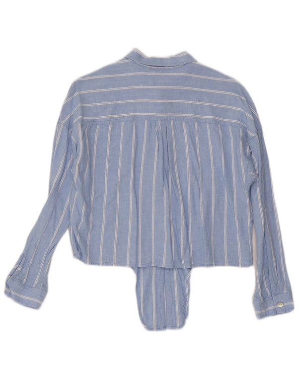 Tommy Hilfiger Chemise courte à nouer sur le devant pour femme UK 14 Lin rayé bleu moyen