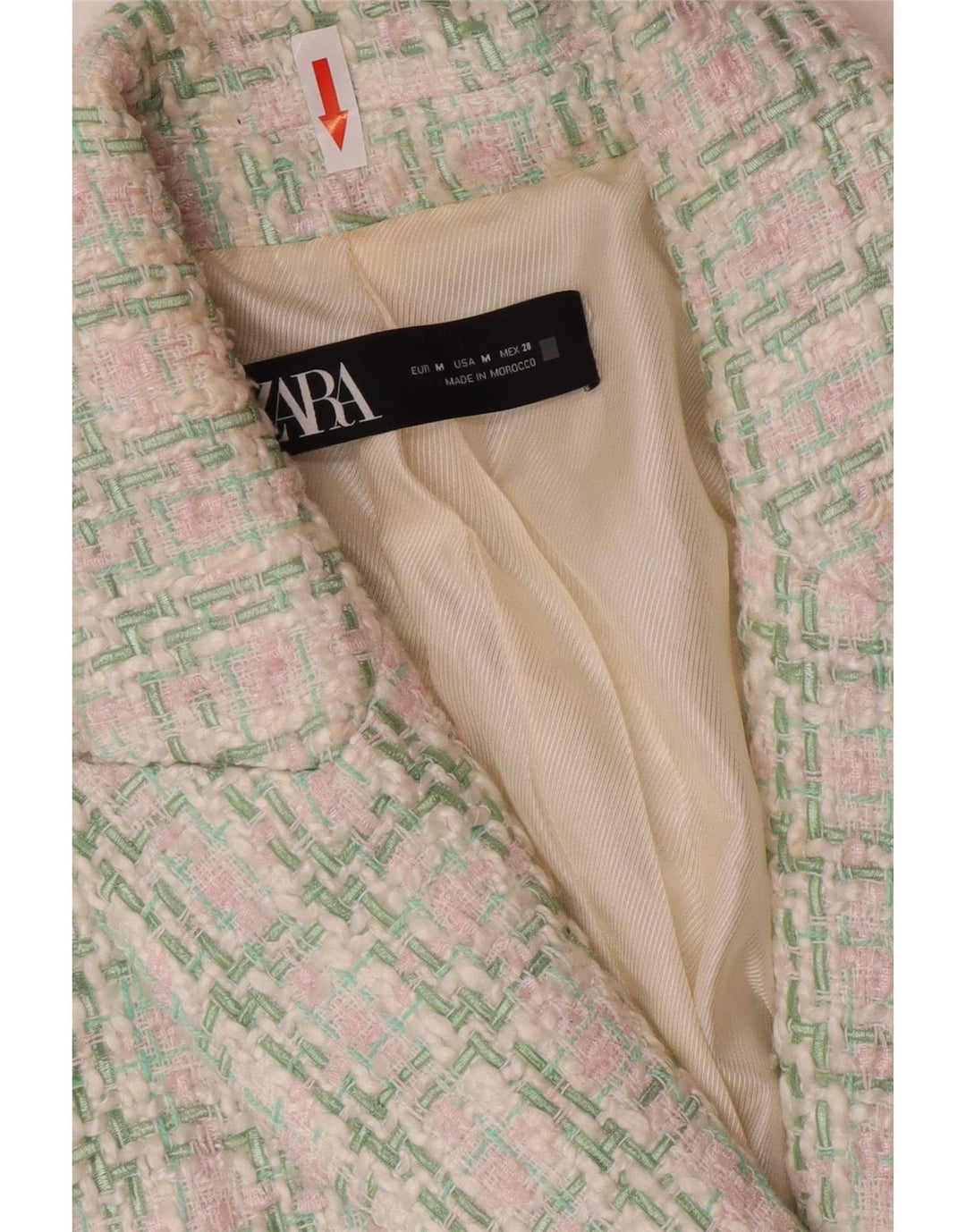 Zara Veste Blazer Double Boutonnage Femme UK 12 Carreaux Vert Moyen