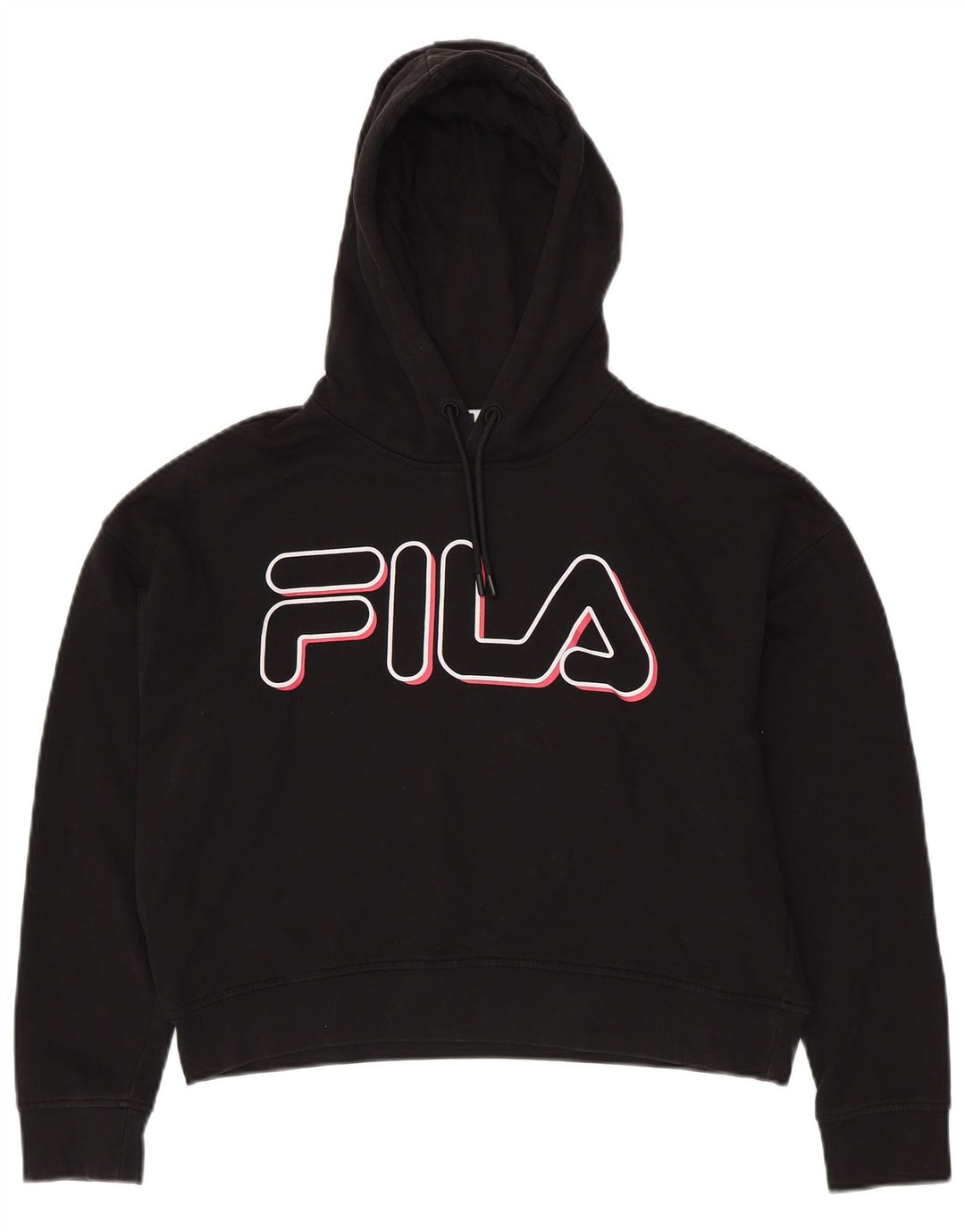 FILA Pull à capuche surdimensionné pour femme UK 6 XS Noir