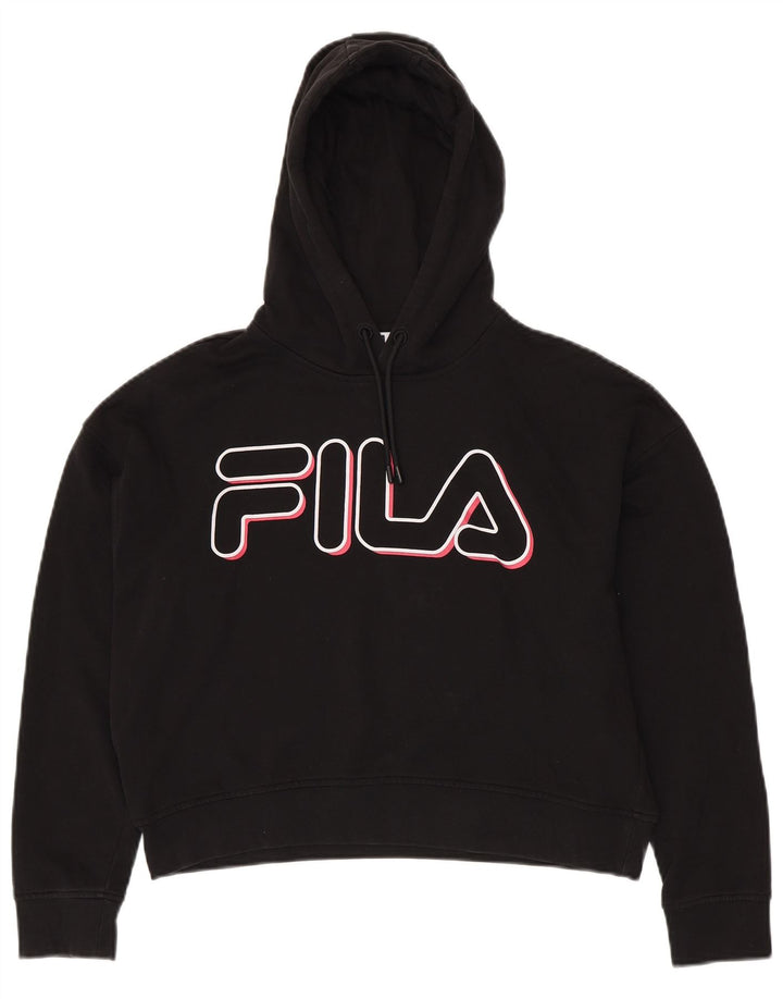 FILA Pull à capuche surdimensionné pour femme UK 6 XS Noir