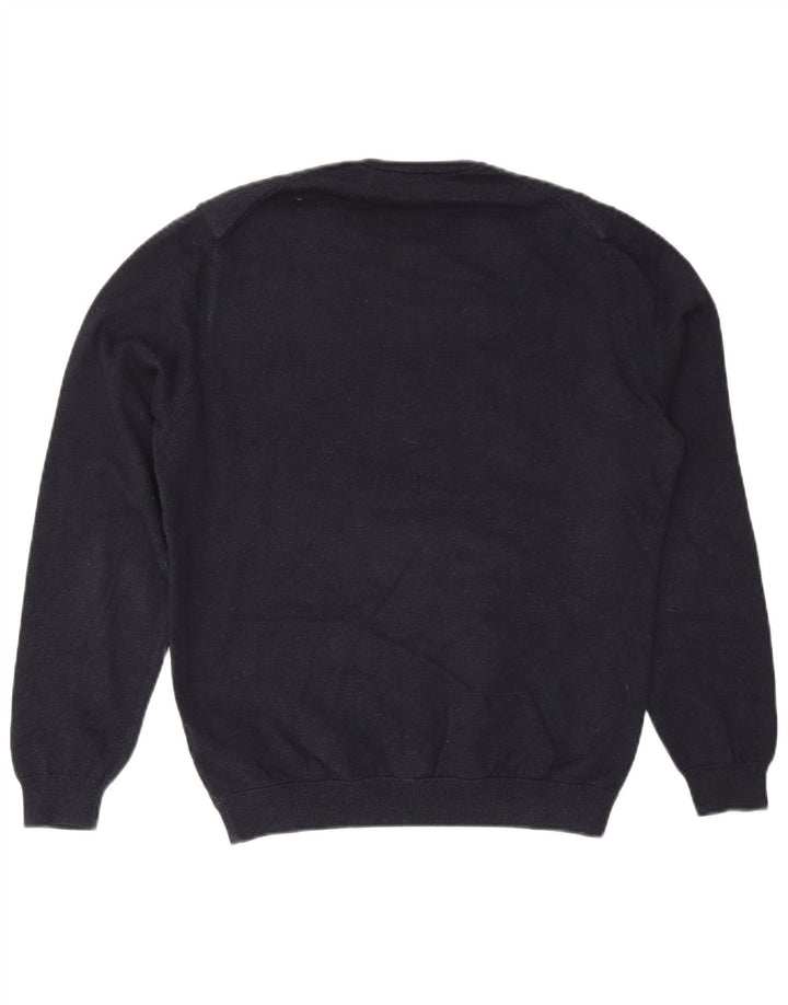 Massimo Dutti Pull col rond homme en coton bleu marine moyen