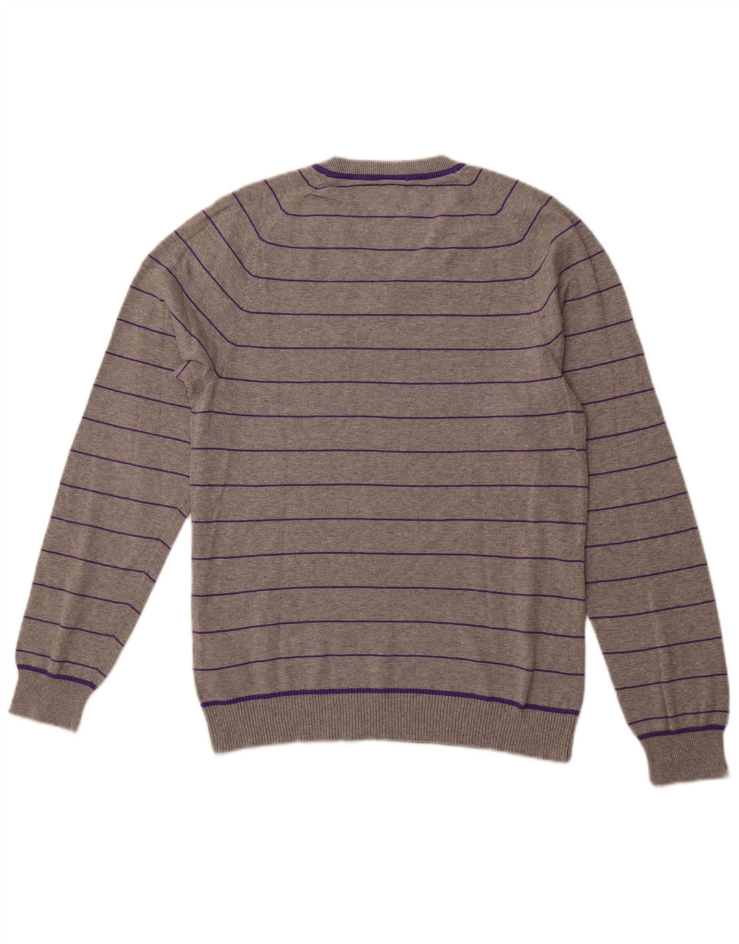 NIKE Pull col V pour homme UK 38/40 Coton rayé gris moyen