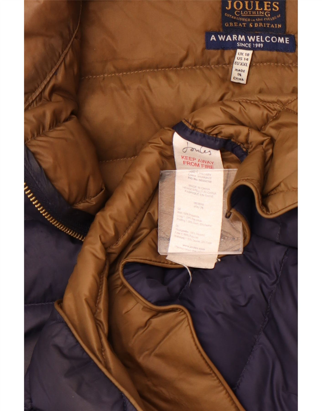 Joules Veste matelassée pour femme UK 18 XL Bleu marine Polyamide