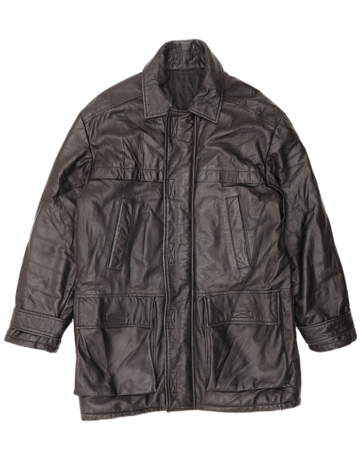 manteau en cuir homme vintage IT 48 cuir noir moyen