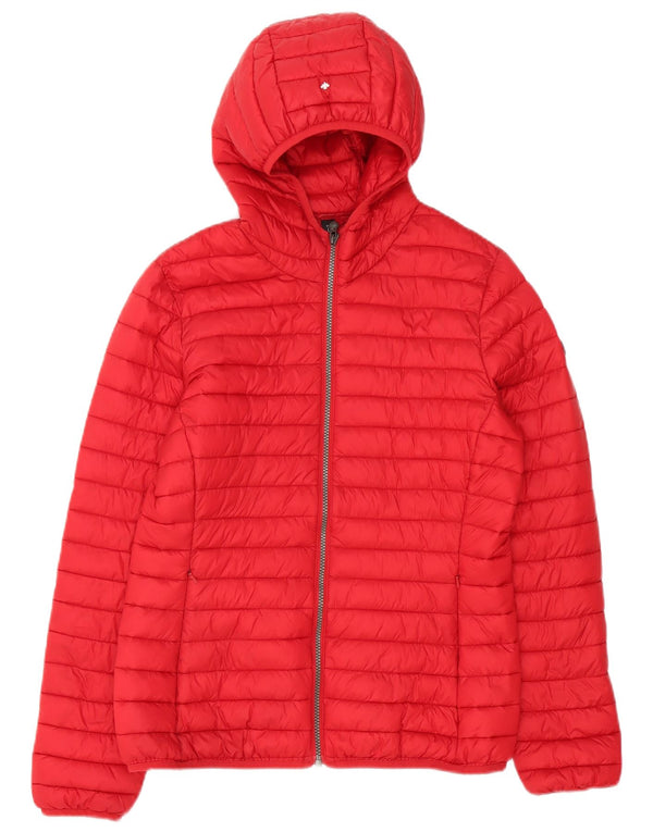 Canadiens Veste rembourrée à capuche pour femme UK 16 Large Rouge Polyamide