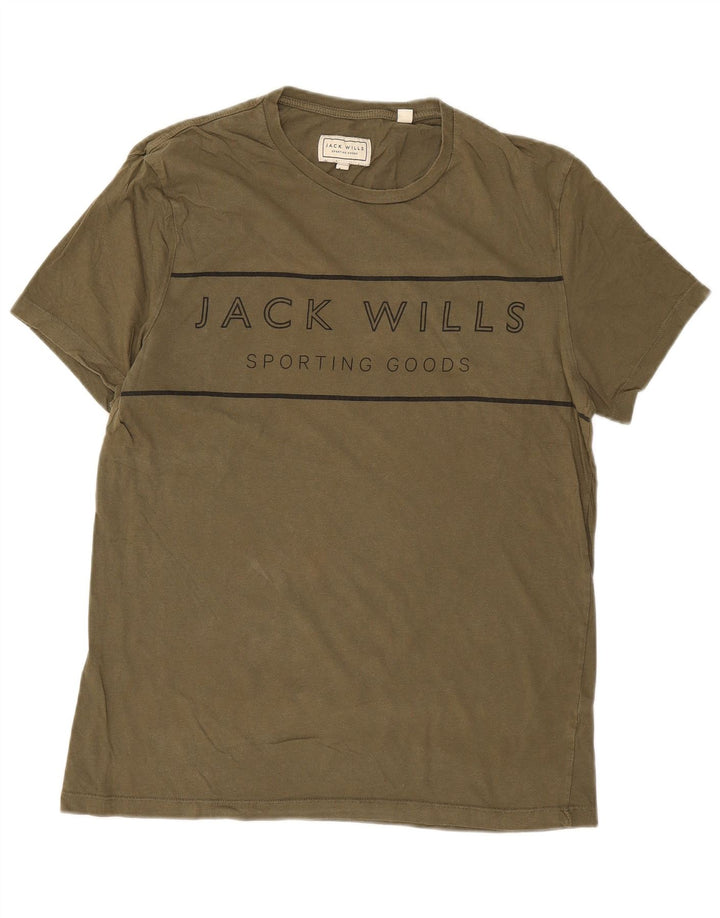 Jack Wills T-Shirt Graphique Homme Kaki Moyen Coton