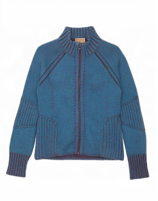 Marlboro Classics Pull cardigan zippé pour femme UK 18 XL Bleu laine d'agneau