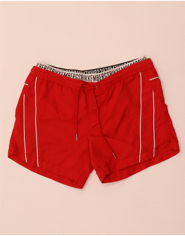 Bikkembergs Short de Bain Graphic Homme Rouge Moyen Polyamide