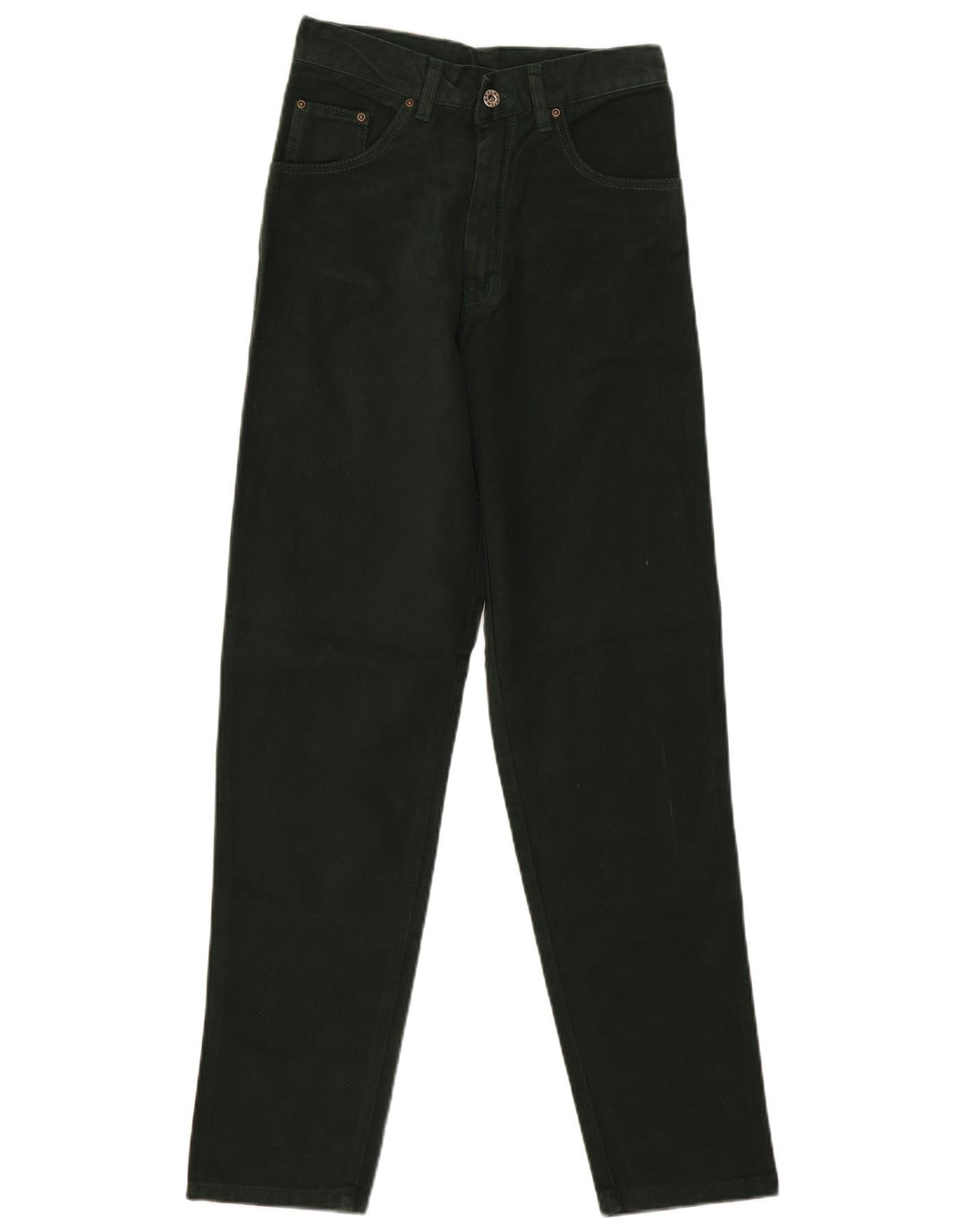 VINTAGE Femme Taille Haute Slim Jeans EU 36 Petit W28 L31 Coton Vert